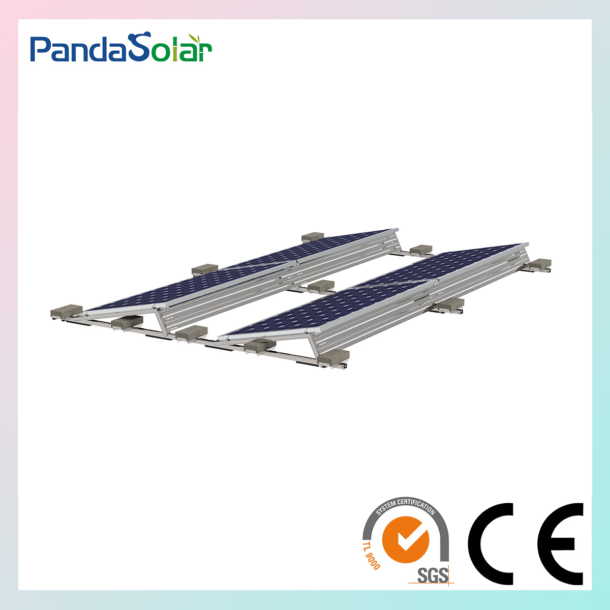 PandaSolar Steel Solar Ballasted Triangle System Flaches Betondach-Montagesystem